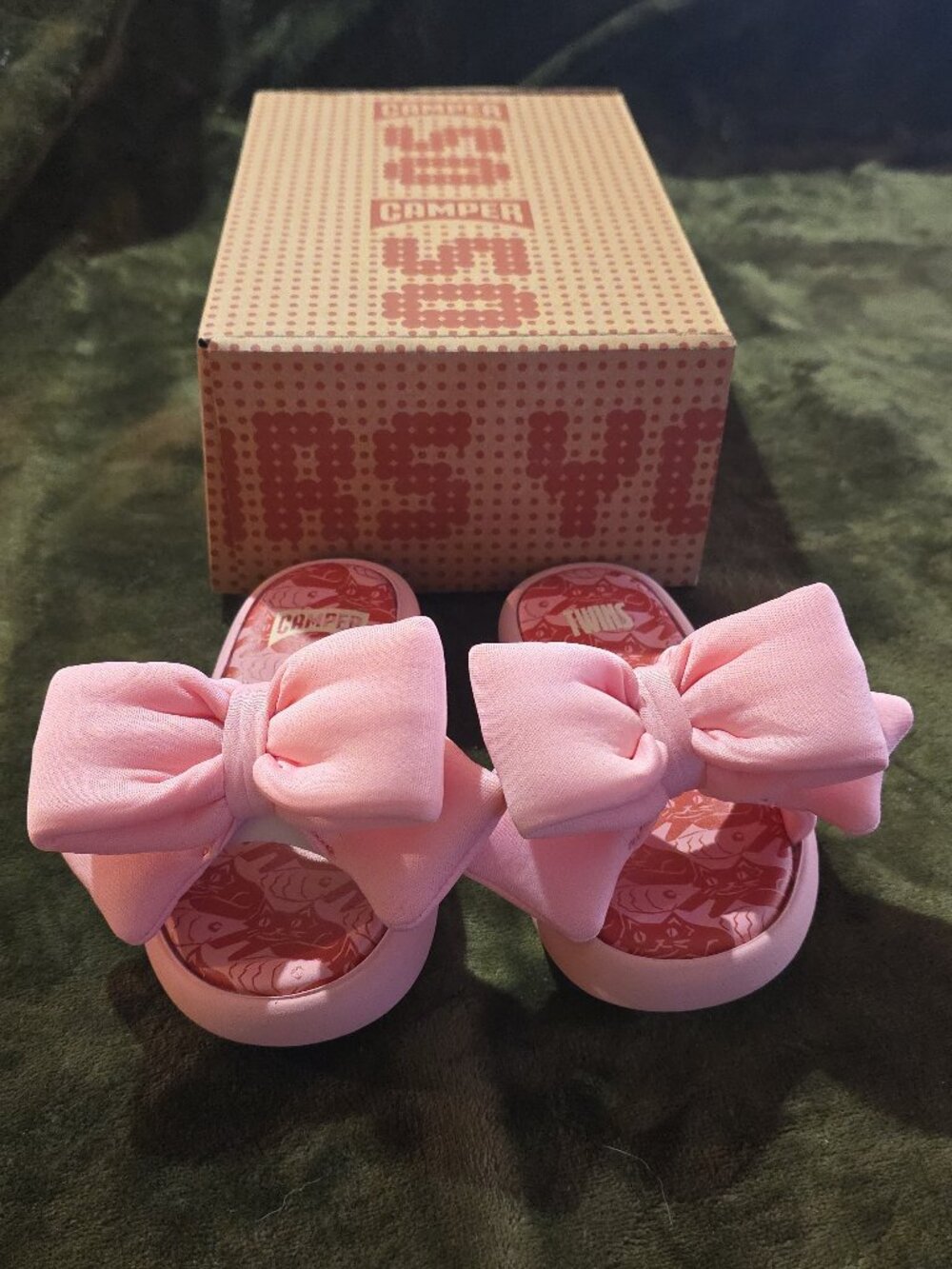 Camper Twins Kids Pink Bow Slide Sandals EU 26 (US 9 Toddler) w/ Box